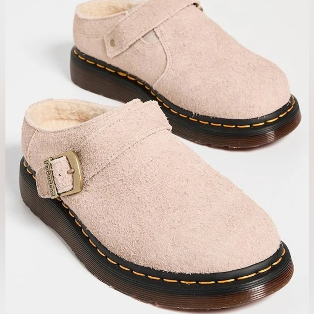 Dr. Martens Beige Suede Mules